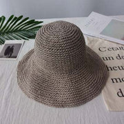 Retro-style dome top summer autumn hat for women with wide drooping brim in beige color
