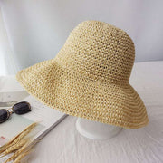Beige retro summer autumn fishing hat with wide drooping brim and dome top style