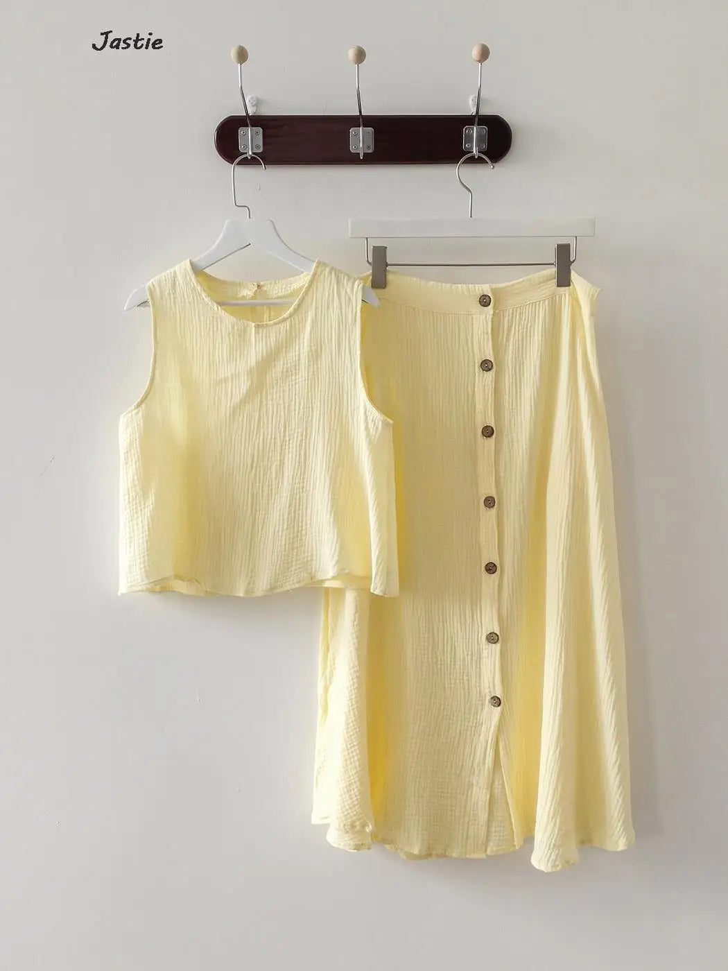Summer Outfits For Women 2023 New Casual Cotton Linen Suit Loose Sleeveless Vest Single-breasted Skirt 2 Piece Set Women Outfit