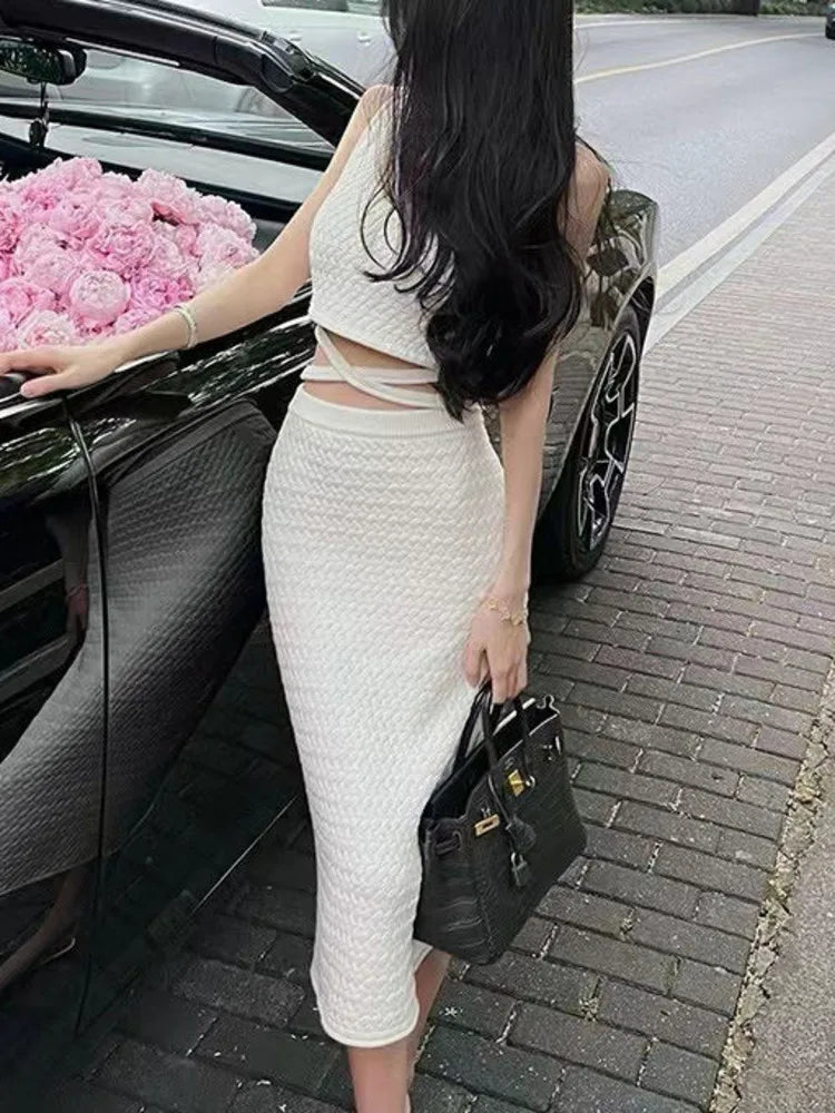 summer outfits for women 2023 tank + long skirt two piece set conjuntos femininos elegantes new in matching sets ensembles