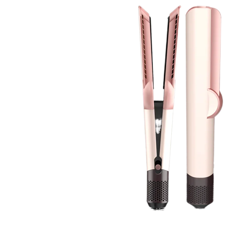 Pink hairstrait hair straightener and dryer flat iron with ceramic plates and anti-scald design