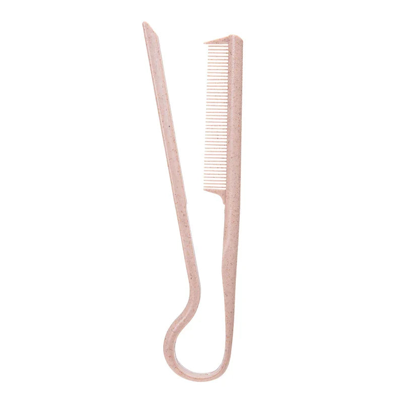 Wheat straw V-shaped flat comb with fine teeth and pointed tail for hair styling and salon use