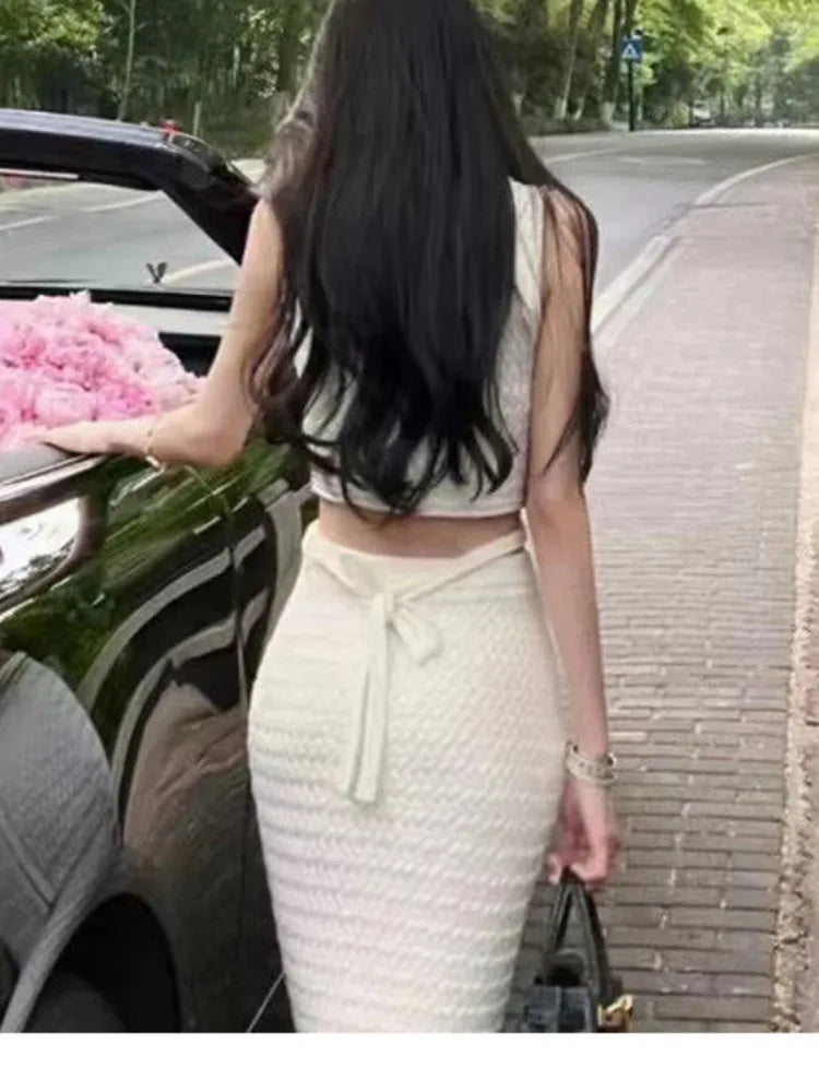 summer outfits for women 2023 tank + long skirt two piece set conjuntos femininos elegantes new in matching sets ensembles