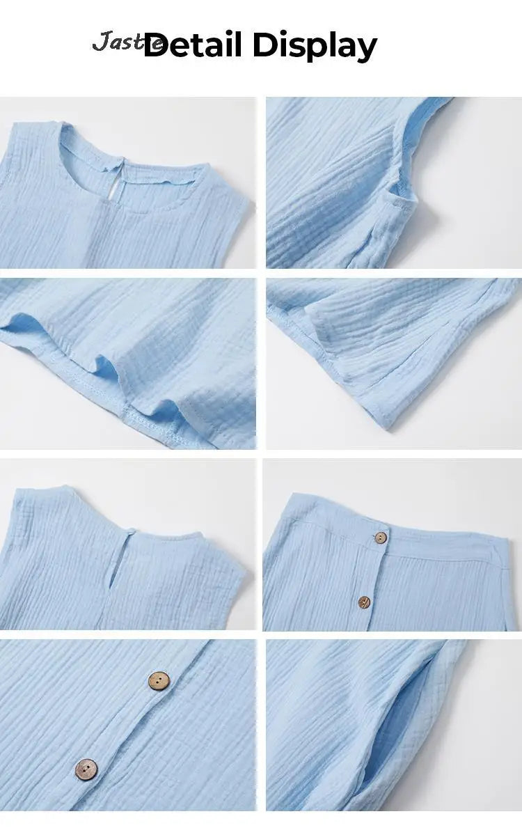 Summer Outfits For Women 2023 New Casual Cotton Linen Suit Loose Sleeveless Vest Single-breasted Skirt 2 Piece Set Women Outfit