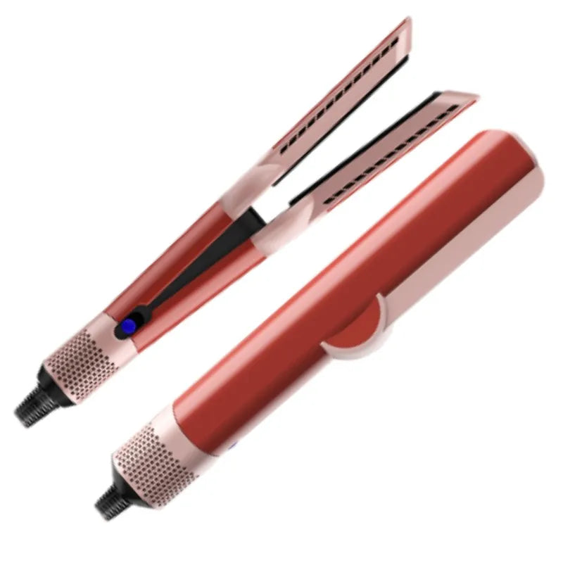 Red ceramic hair straightener with negative ion technology and foldable handle flat iron styling tool