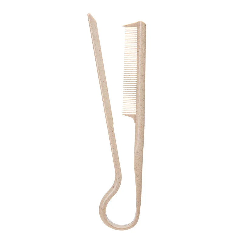 Wheat straw V-shaped flat comb with fine teeth and pointed handle for salon and hairdressing use