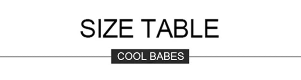 Size table for COOL BABES sexy jumpsuits women with measurements and sizing details