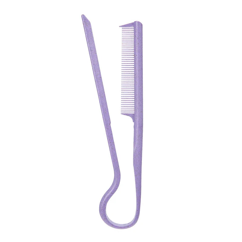 Purple wheat straw V-shaped flat comb for hair styling and salon use