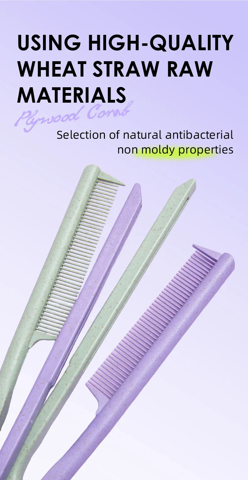 Wheat Straw V-shaped Flat Comb made from natural antibacterial, non-moldy wheat straw material for hair care.