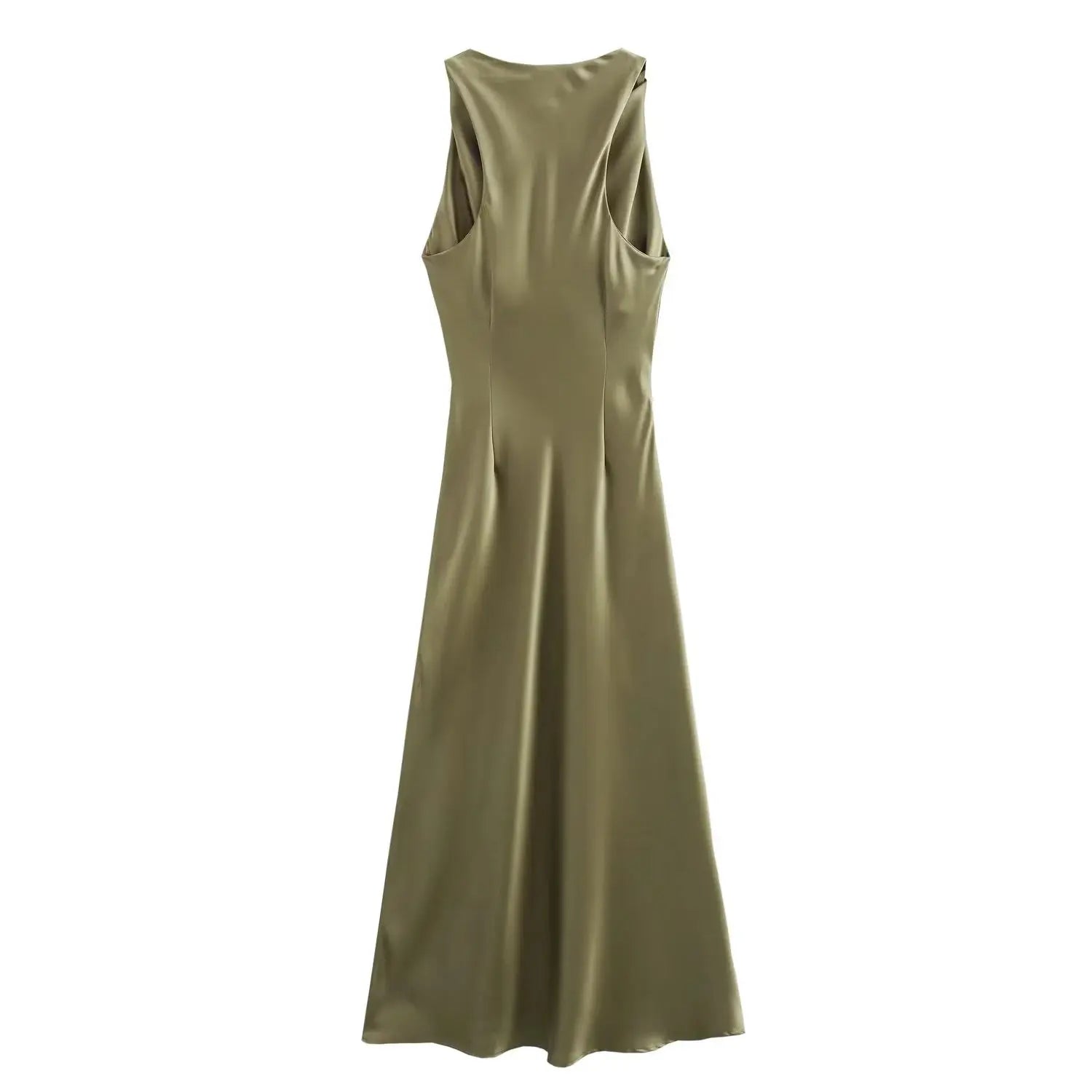 TRAF Satin Long Dresses for Women 2024 Summer Slip Midi Dress Woman Sexy Evening Party Dress Sleeveless Female Elegant Dresses