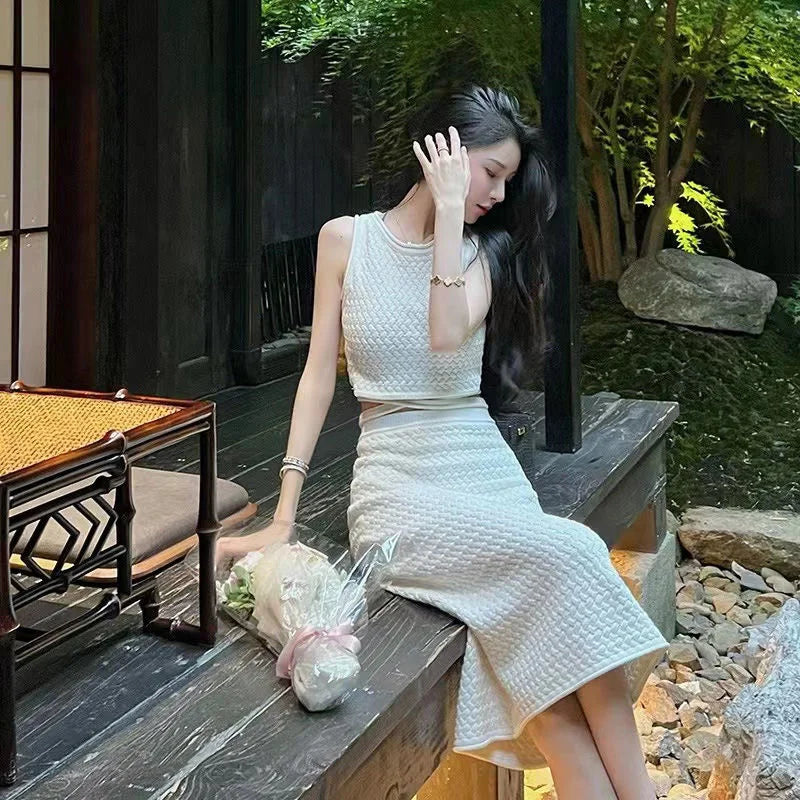 summer outfits for women 2023 tank + long skirt two piece set conjuntos femininos elegantes new in matching sets ensembles