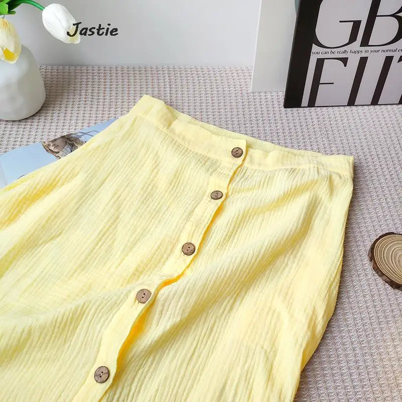 Summer Outfits For Women 2023 New Casual Cotton Linen Suit Loose Sleeveless Vest Single-breasted Skirt 2 Piece Set Women Outfit