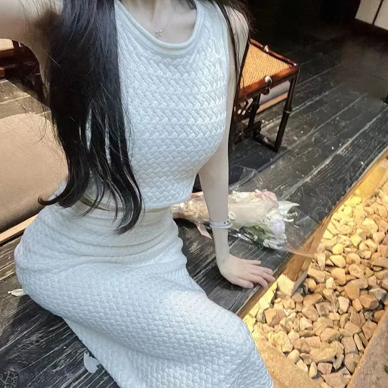 summer outfits for women 2023 tank + long skirt two piece set conjuntos femininos elegantes new in matching sets ensembles